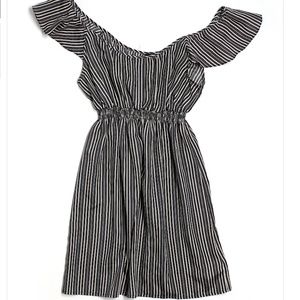 Striped Cold Shoulder Flutter Dress